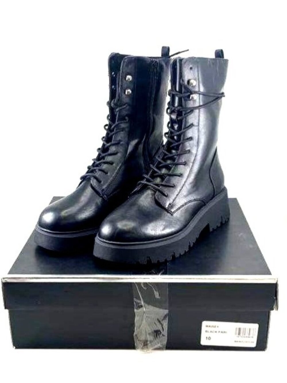 Madden Girl Maisey Black Lace-Up Combat Boots Size 10 NWB